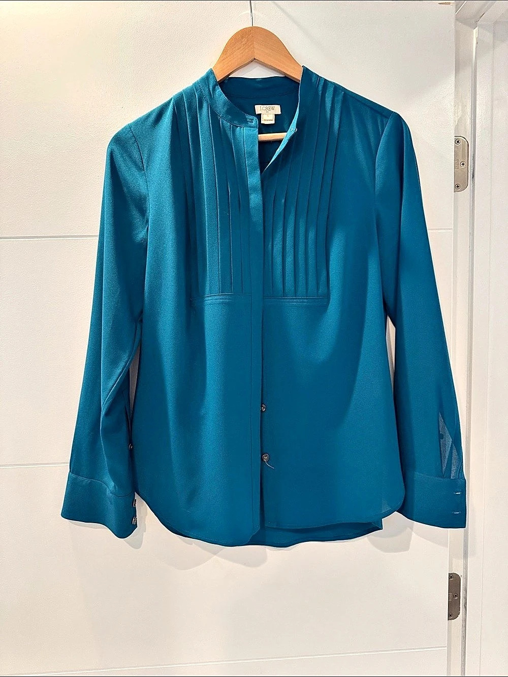 J.CREW Pleated Front Blouse in Blue Size Small Like New